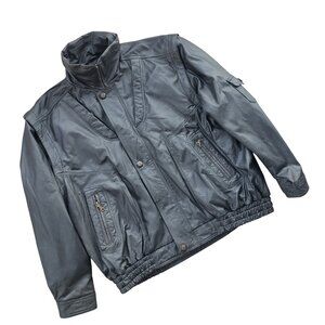 Convertible Leather Motorcycle Jacket Vest 3XL Black J. McGriffin
